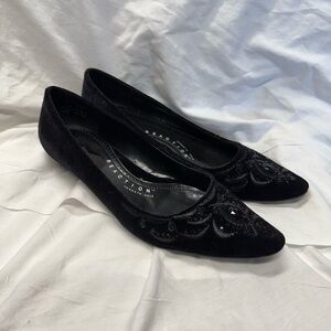 Kenneth Cole Reaction Black Embroidered Flats